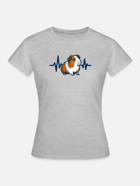 Herzschlag Meerschweinchen Shirt Geschenk - Frauen T-Shirt - Grau meliert