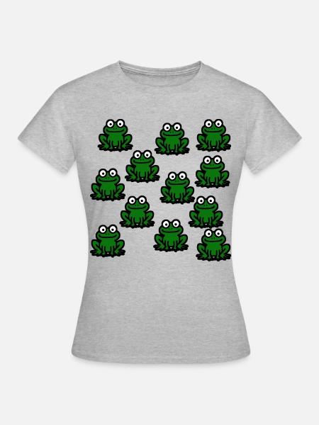Frösche Lieblingstiere Geschenk - Frauen T-Shirt - Grau meliert