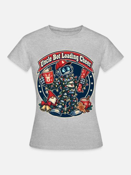 Christmas Roboter-Onkel lädt Feststimmung - Frauen T-Shirt - Grau meliert