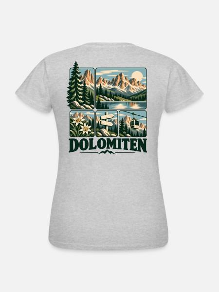 Dolomiten Alpine Adventure - Frauen T-Shirt - Grau meliert