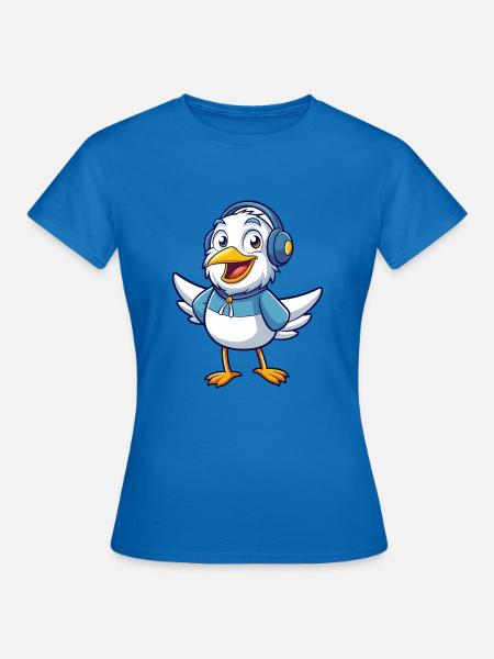 Möwe Lustige Zeichentrickfigur Kopfhörer Musik - Frauen T-Shirt - Royalblau