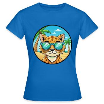 Australian Spotted Mist Cat Breed Cartoon Beach - Women's T-Shirt - royal blue - Front - AI Model Female 172 dark (172cm)