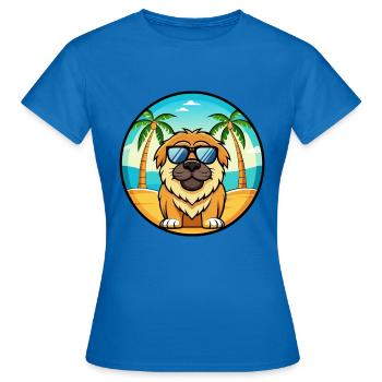 Tibetische Dogge Hunderasse Cartoon Sonnenbrille Strand - Frauen T-Shirt - Royalblau - Vorne - AI Model Female 172 dark (172cm)