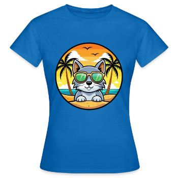 Australian Mist Cat Breed Cartoon Sunglasses Beach - Women's T-Shirt - royal blue - Front - AI Model Female 172 dark (172cm)