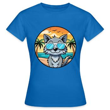 Australian Mist Cat Breed Cartoon Sunglasses Beach - Women's T-Shirt - royal blue - Front - AI Model Female 172 dark (172cm)