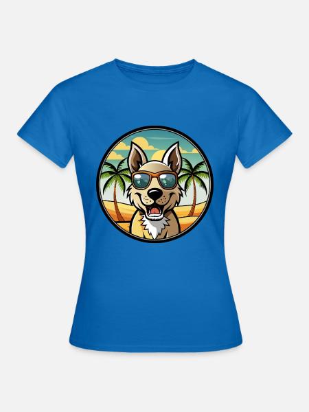 Indien Paria Chien Race Dessin Animé Lunettes De Soleil Plage - T-shirt Femme - bleu royal