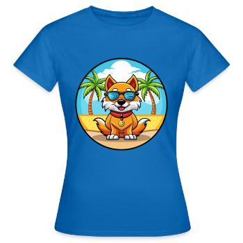 Chinese Imperial Dog Breed Cartoon Sunglass Beach - Women's T-Shirt - royal blue - Front - AI Model Female 172 dark (172cm)