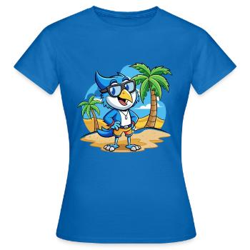 Blue Jay Lustige Cartoon Sommer Strand Sonnenbrille - Frauen T-Shirt - Royalblau - Vorne - AI Model Female 172 dark (172cm)