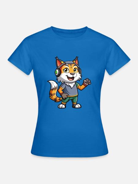 Luchs Lustige Zeichentrickfigur Kopfhörermusik - Frauen T-Shirt - Royalblau