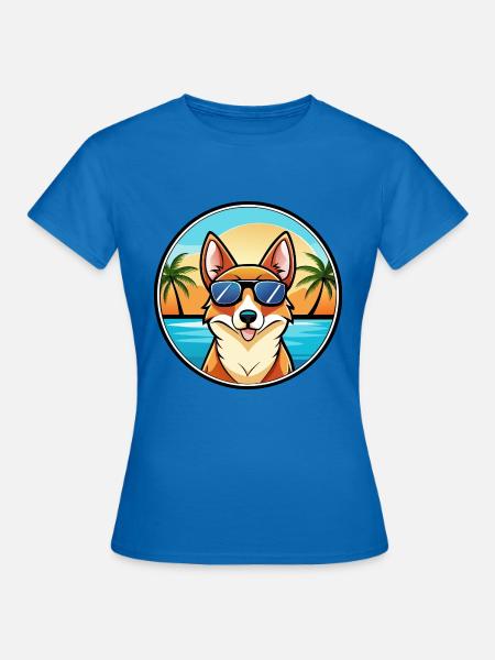 Gafas de sol de dibujos animados de raza de perro Lundehund noruego - T-shirt dam - royalblå