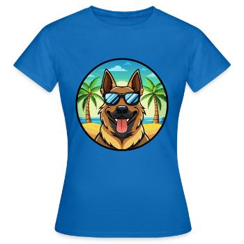 Berger d’Europe de l’Est Race Cartoon Beach - T-shirt Femme - bleu royal - Devant - AI Model Female 172 dark (172cm)