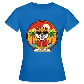 Chinese Imperial Dog Breed Cartoon Sunglass Beach - Women's T-Shirt - royal blue - Front - AI Model Female 172 dark (172cm)
