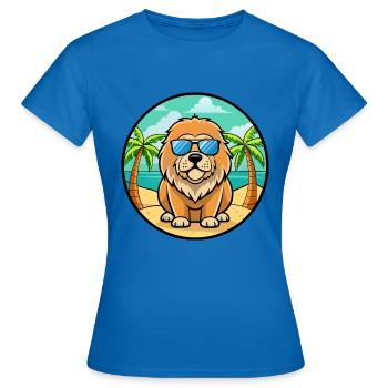 Tibetische Dogge Hunderasse Cartoon Sonnenbrille Strand - Frauen T-Shirt - Royalblau - Vorne - AI Model Female 172 dark (172cm)