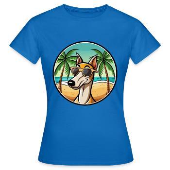 Old Croatian Sighthound Dog Breed Cartoon Beach - Women's T-Shirt - royal blue - Front - AI Model Female 172 dark (172cm)