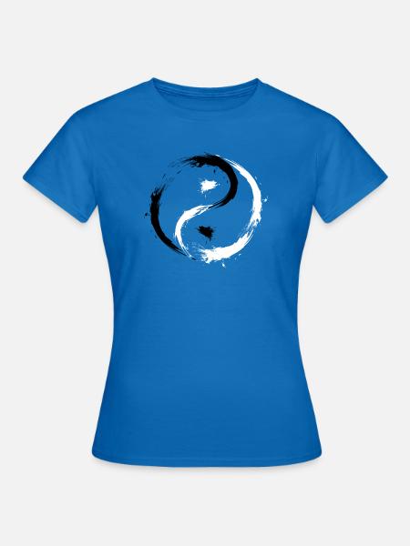 Yin Yang Kreise Symbol Buerste Schwarz Weiss - Frauen T-Shirt - Royalblau