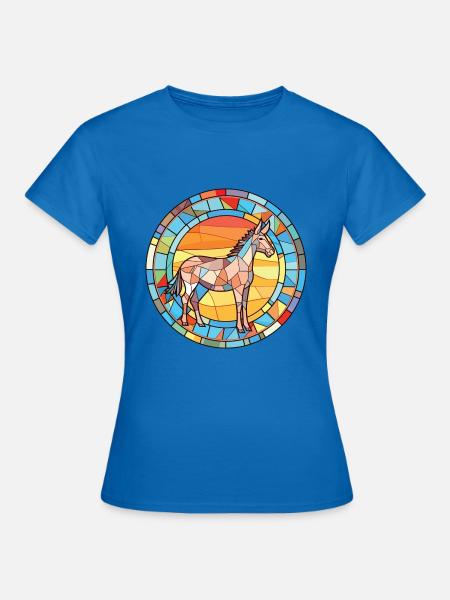 Esel bunte Aquarell-Tier-Haustier-Illustration - Frauen T-Shirt - Royalblau