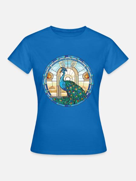 Pfauenbunte Aquarell-Tierillustration - Frauen T-Shirt - Royalblau
