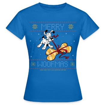 Asterix - Idefix Merry Christmas - Frauen T-Shirt - Royalblau - Vorne - AI Model Female 172 dark (172cm)
