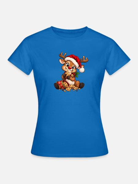 Weihnachtsrentier das Kekse nascht - Frauen T-Shirt - Royalblau