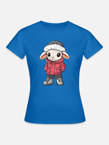 Schaf mit Winterjacke und Fellmütze - Frauen T-Shirt - Royalblau