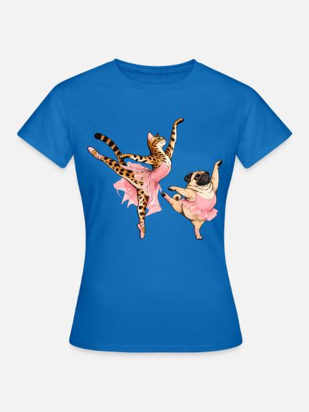 Bengal-Katze und Mops beim Ballett - Frauen T-Shirt - Royalblau
