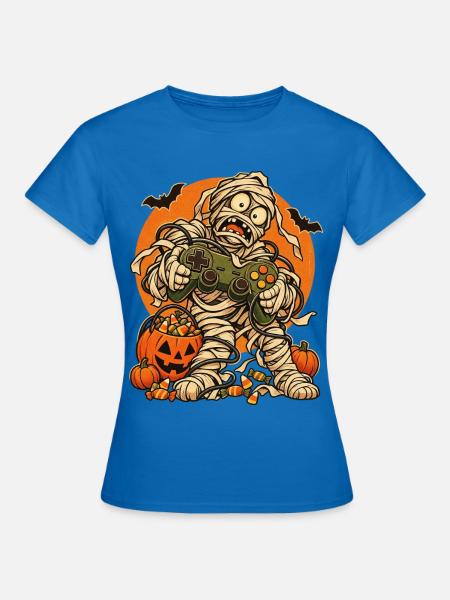 Halloween-Mumie Gamer mit Kabelsalat - Frauen T-Shirt - Royalblau