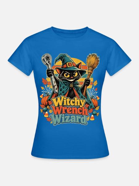 Halloween Hexenkatze Mechaniker Wizard - Frauen T-Shirt - Royalblau