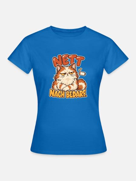 Grimmige Katze mit Spruchdruck - Frauen T-Shirt - Royalblau