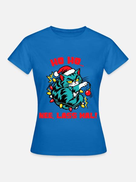 Santa-Katze mit Lichterkette - Frauen T-Shirt - Royalblau