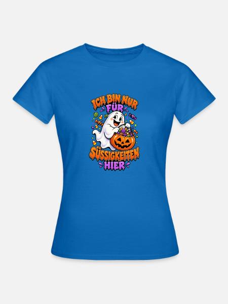 Geist mit Kürbisbeutel Halloween - Frauen T-Shirt - Royalblau