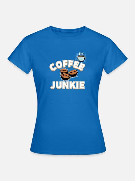 Coffee Junkie - Kaffeebohnen und Tasse - Frauen T-Shirt - Royalblau