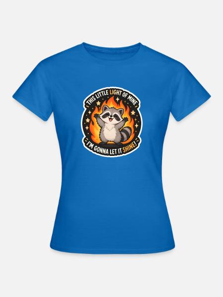 Waschbär im Flammen-Schein - Frauen T-Shirt - Royalblau