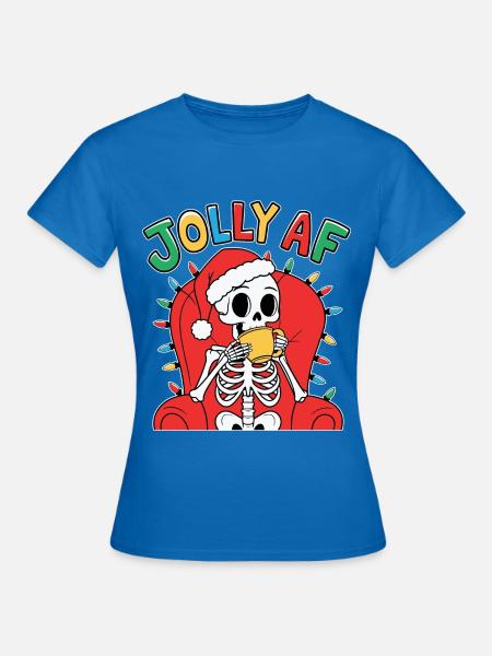 Jolly Af Skelett Mit Weihnachtsmütze - Frauen T-Shirt - Royalblau
