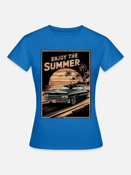 Sonnenuntergang mit dem Sommer-Oldtimer - Frauen T-Shirt - Royalblau