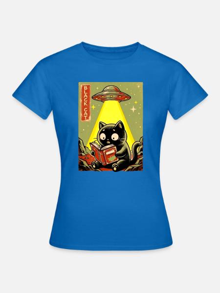 Leseabend unter UFO Lichtkatze - Frauen T-Shirt - Royalblau