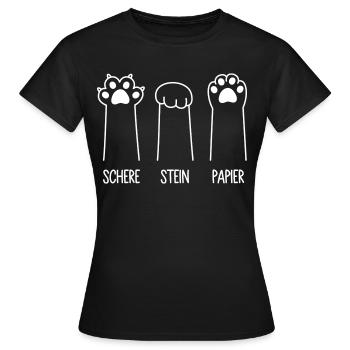 Katzenpfoten Katze Pfote Spiel Schere Stein Papier - Frauen T-Shirt - Schwarz - Vorne - AI Model Female 172 dark (172cm)