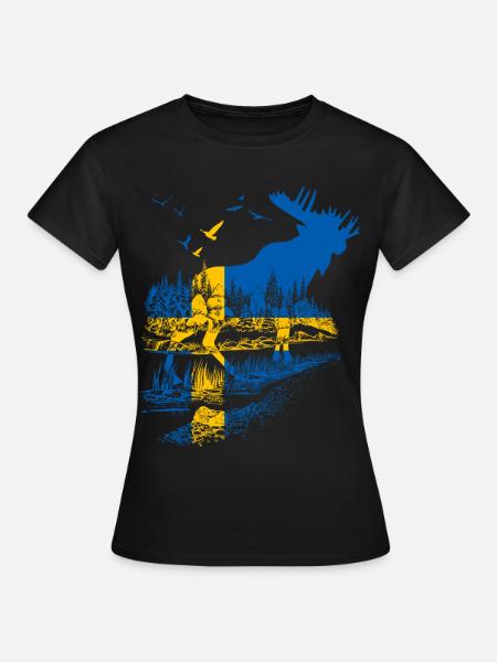 SUÈDE MOOSE - T-shirt dam - svart