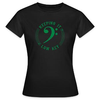 Bass Clef Green - Symbole Musical Vintage - T-shirt Femme - noir - Devant - AI Model Female 172 dark (172cm)