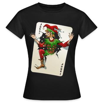 Joker Spielkarte Clown Motiv | Poker Kartenspiel - Frauen T-Shirt - Schwarz - Vorne - AI Model Female 172 dark (172cm)