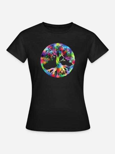 Lebensbaum bunt - Frauen T-Shirt - Schwarz