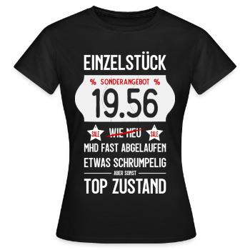 70. GEBURTSTAG 1956 EINZELSTÜCK PREISSCHILD - Frauen T-Shirt - Schwarz - Vorne - AI Model Female 172 dark (172cm)