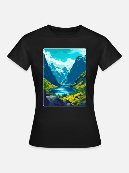 Souvenir de l’affiche de voyage vintage des fjords de Norvège - T-shirt Femme - noir