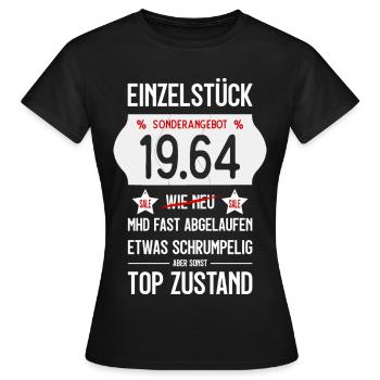 62. GEBURTSTAG 1964 EINZELSTÜCK PREISSCHILD - Frauen T-Shirt - Schwarz - Vorne - AI Model Female 172 dark (172cm)