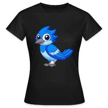 Blue Jay Niedliche Maskottchen Zeichentrickfigur Kawaii - Frauen T-Shirt - Schwarz - Vorne - AI Model Female 172 dark (172cm)