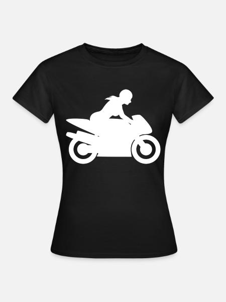 Motorradfahrerin Bikerin - Frauen T-Shirt - Schwarz