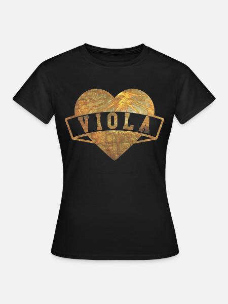 Viola Herzen Gold - Frauen T-Shirt - Schwarz