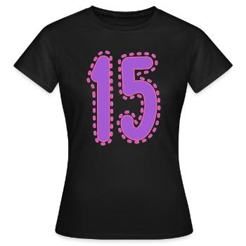 15. 15 YEARS. 15th ANNIVERSARY. 15 YEAR ANNIVERSARY. - Women's T-Shirt - black - Front - AI Model Female 172 dark (172cm)