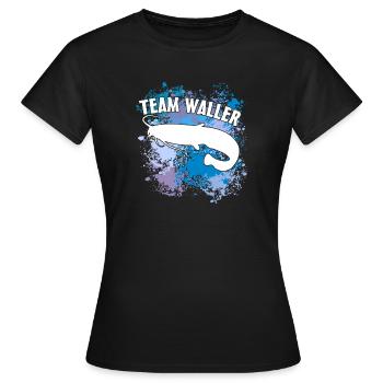Poisson-chat Wels Waller sur des taches de couleur - T-shirt Femme - noir - Devant - AI Model Female 172 dark (172cm)