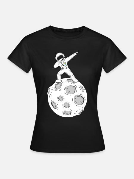 Mond Astronaut Dab Dabbing Moon - Frauen T-Shirt - Schwarz