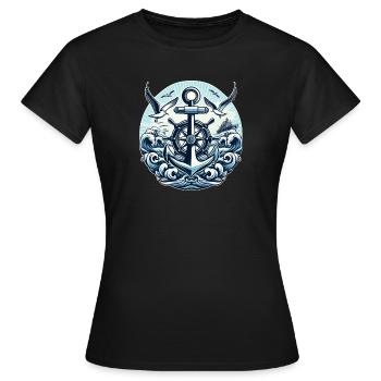 Logo du volant d’ancrage - T-shirt Femme - noir - Devant - AI Model Female 172 dark (172cm)